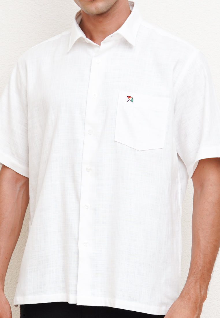 White Men's Oversized Short Sleeve T-Shirt Embroidery Detail