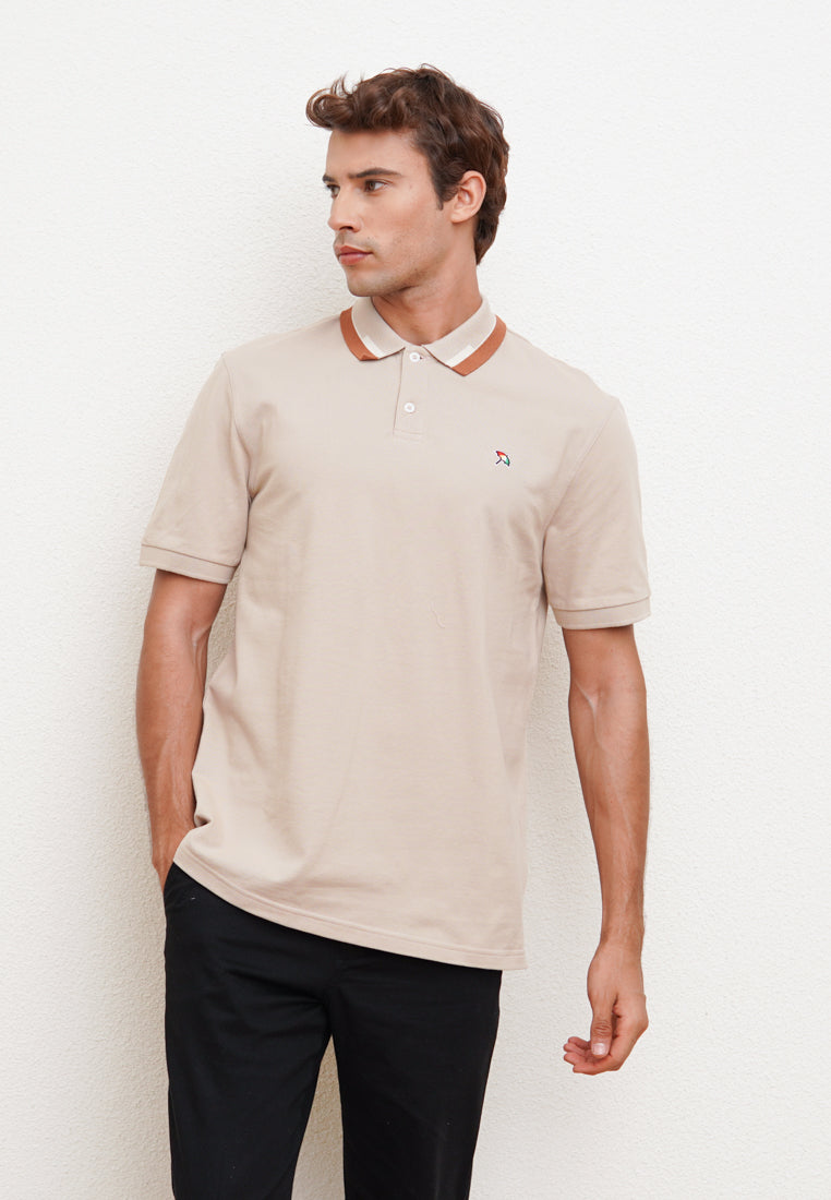 Cream Men's Short Sleeve Polo Shirt