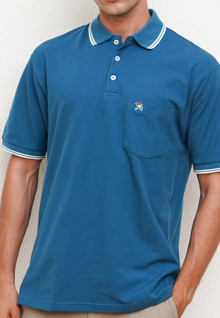 Blue Men's Short Sleeve Polo Shirt