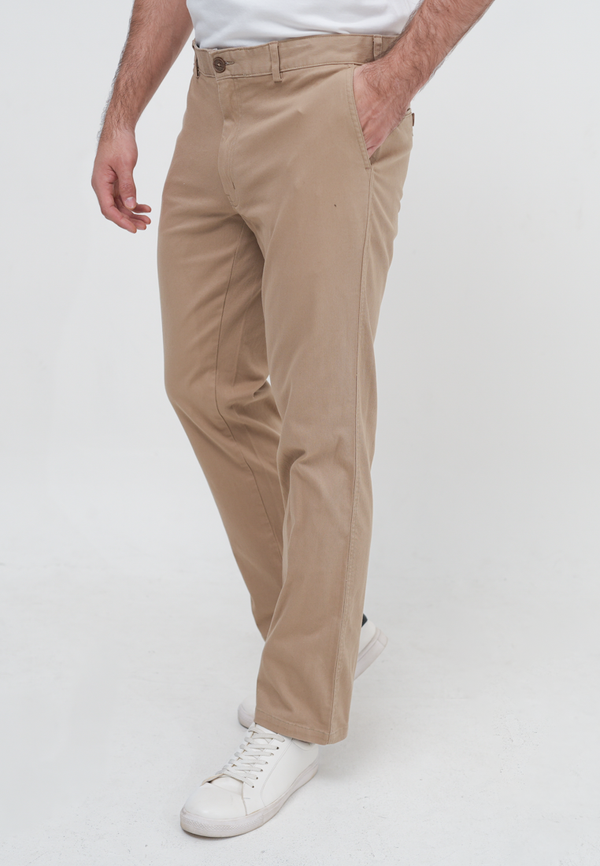 Cream Slim Fit Chinos Trousers