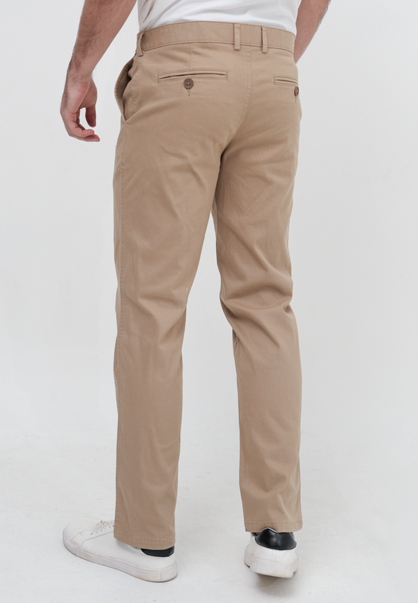 Cream Slim Fit Chinos Trousers