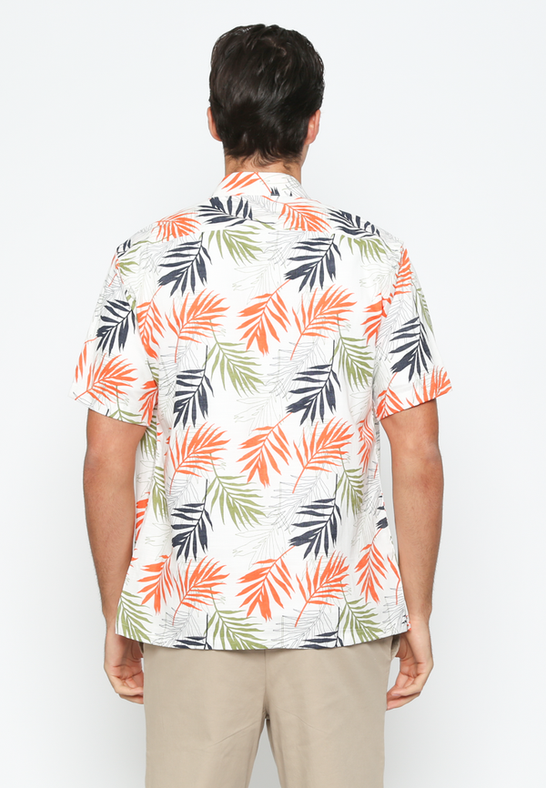 Men's White Print Short Sleeve Shirt