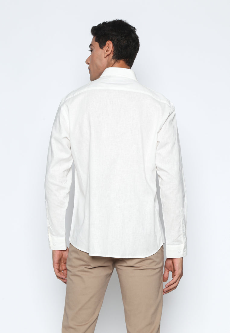 White Long Sleeves Linen Shirt