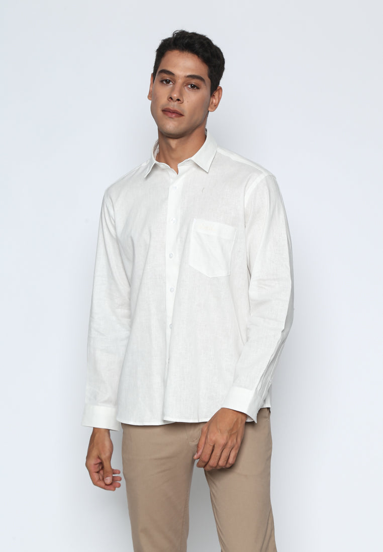 White Long Sleeves Linen Shirt