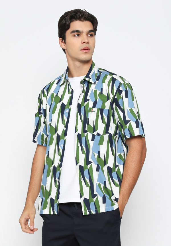 Men'S Short Sleeve Shirt With Abstract Motif