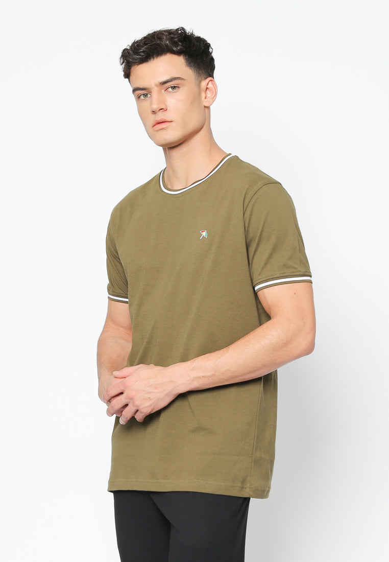 Green Rib Tipping Detail on Collar T-shirt