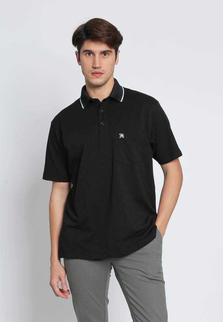 Black Short Sleeve Casual Polo Shirt
