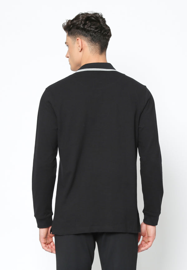 Black Long Sleeve Men's Polo Shirt