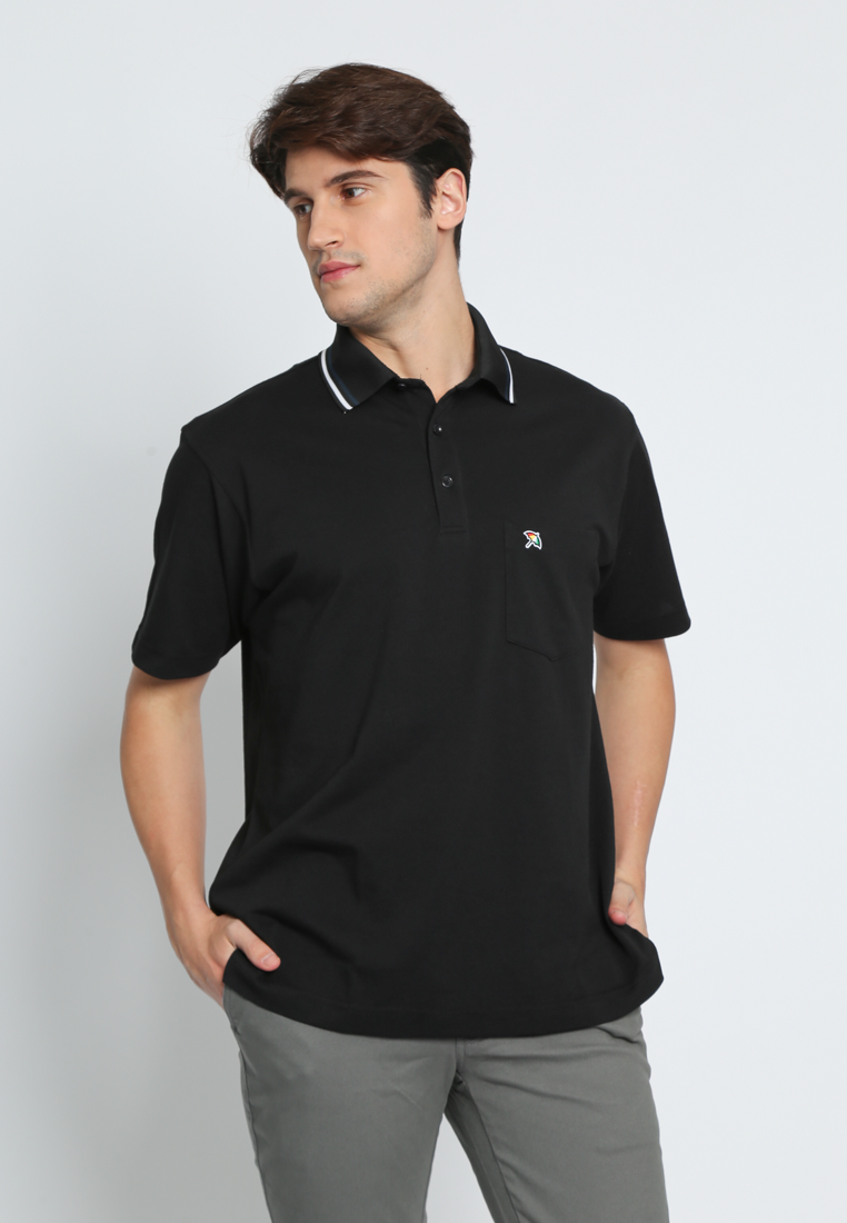Black Short Sleeve Casual Polo Shirt
