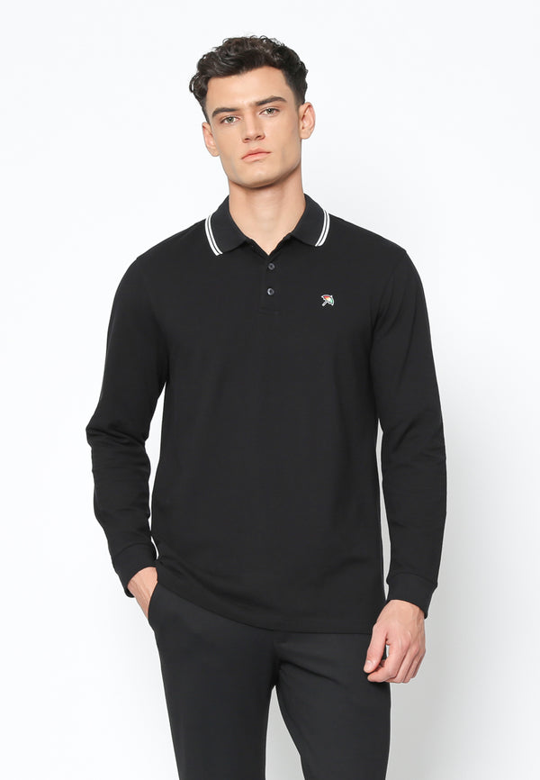 Black Long Sleeve Men's Polo Shirt