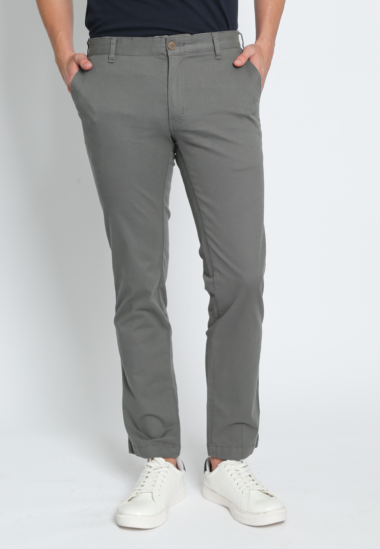 Grey Basic Chinos Pants Regular Fit