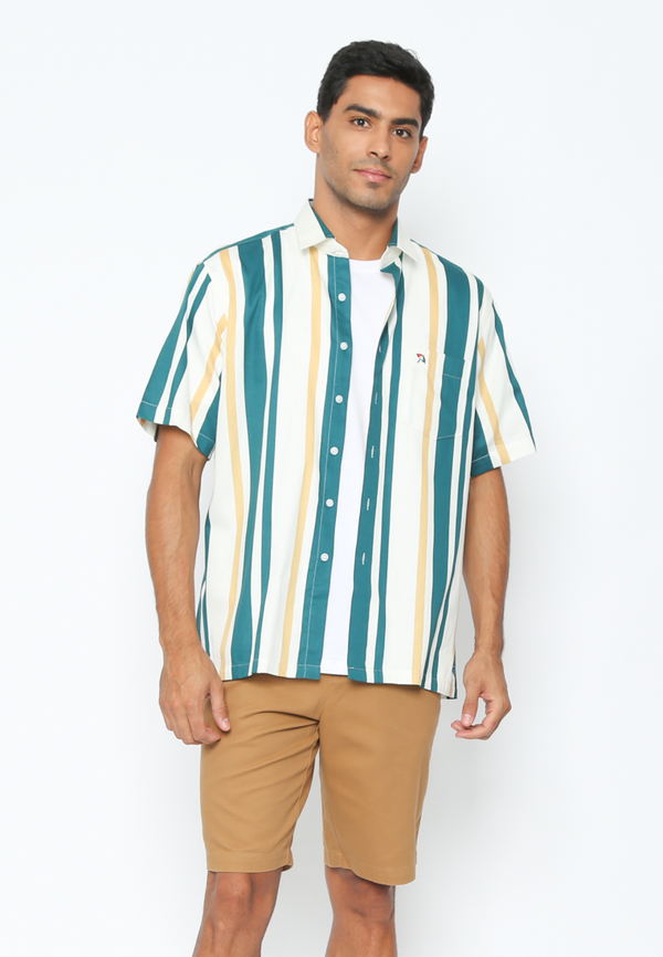 Men's Short Sleeve Shirt in Blue-Green
