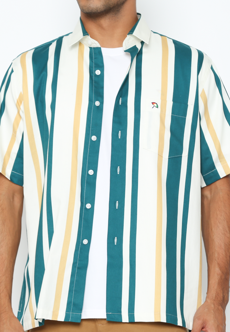 Men's Short Sleeve Shirt in Blue-Green