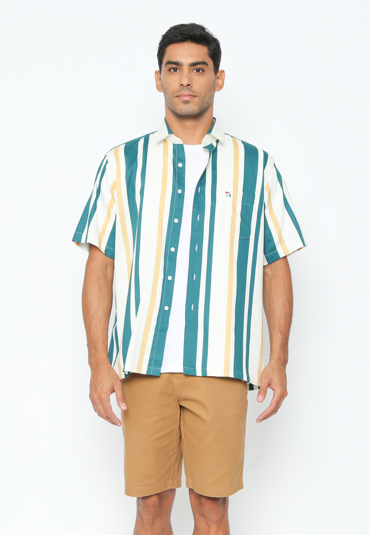 Men's Short Sleeve Shirt in Blue-Green