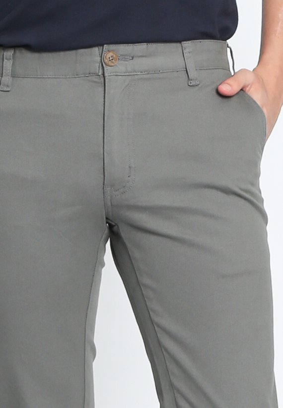 Grey Basic Chinos Pants Regular Fit