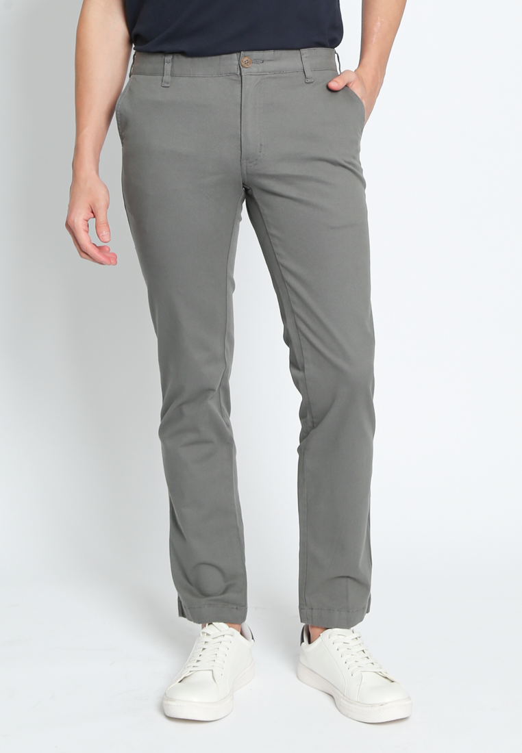 Grey Basic Chinos Pants Regular Fit