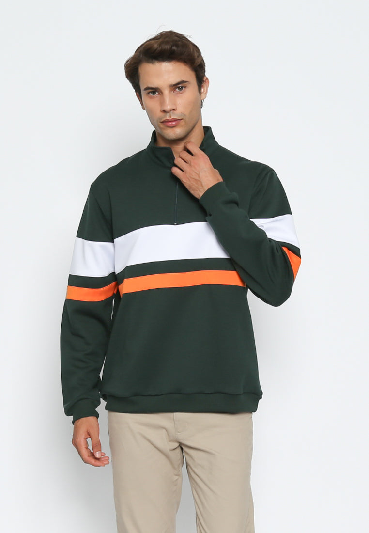 Green Men's Zipper-Front Sweatshirt