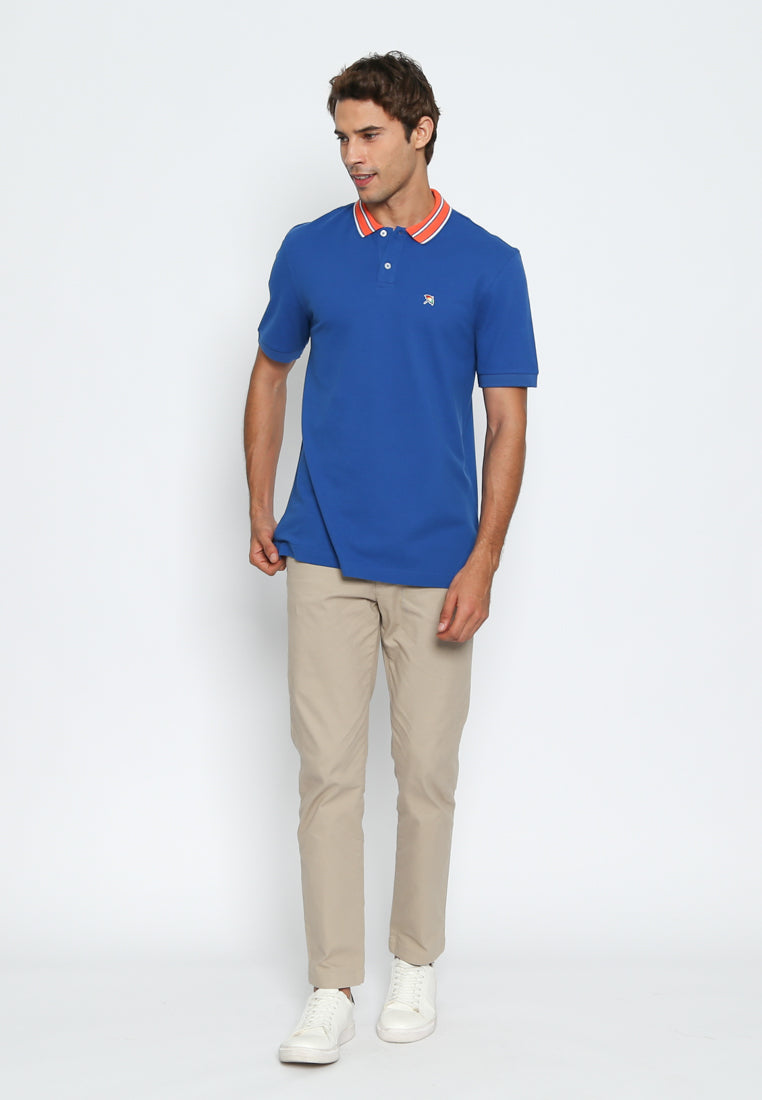 Blue Short Sleeve Polo Shirt Modern Fit
