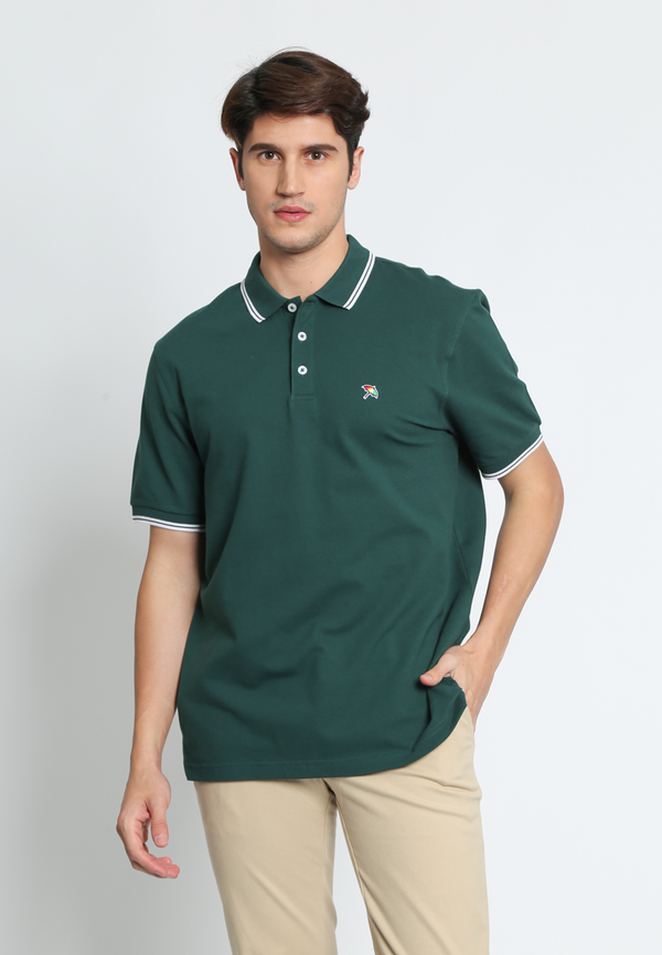 Dark Green Casual Modern Fit Polo Shirt