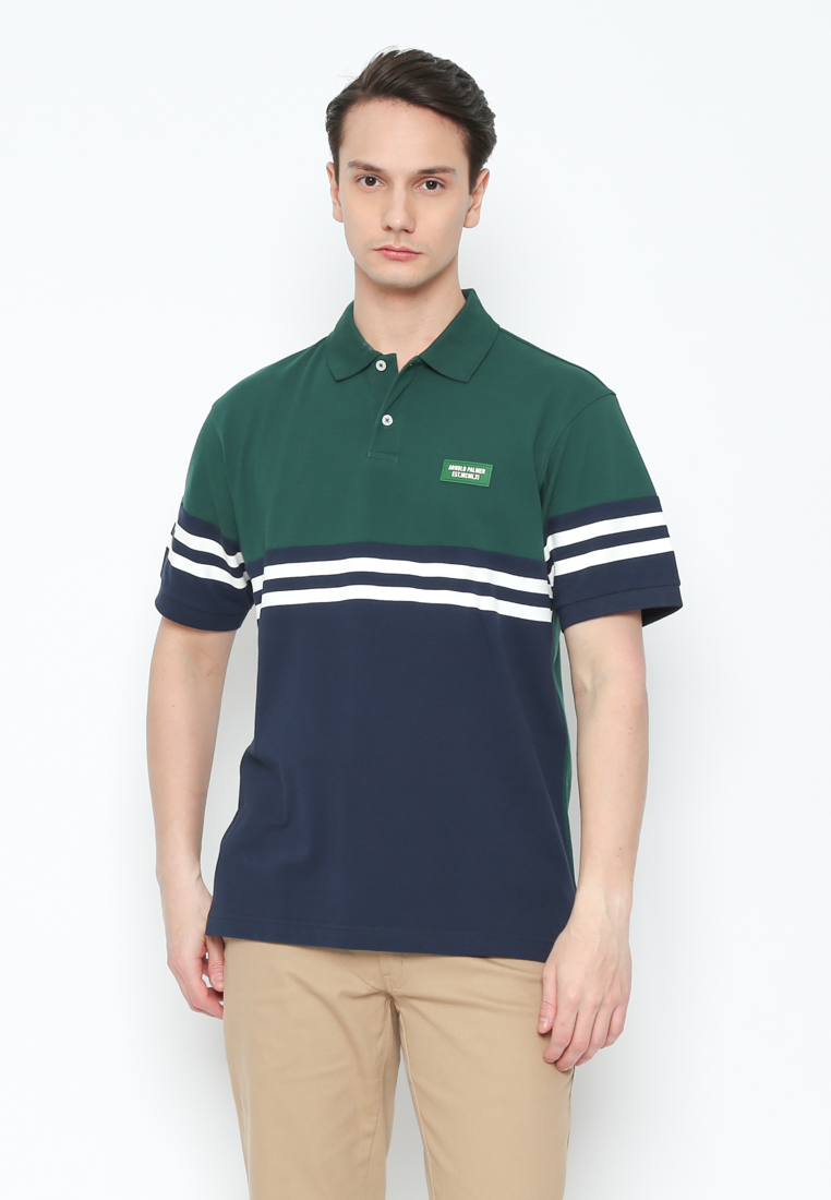 Modern Polo Shirt Short Sleeve Green And Blue Men