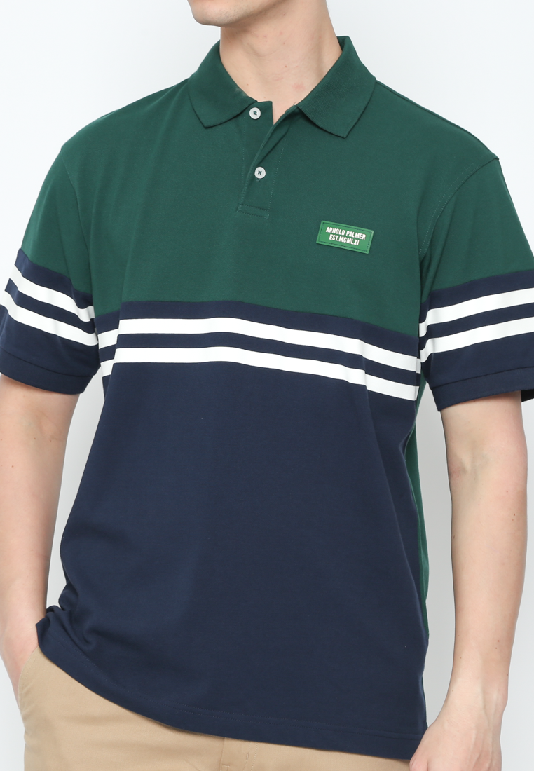 Modern Polo Shirt Short Sleeve Green And Blue Men