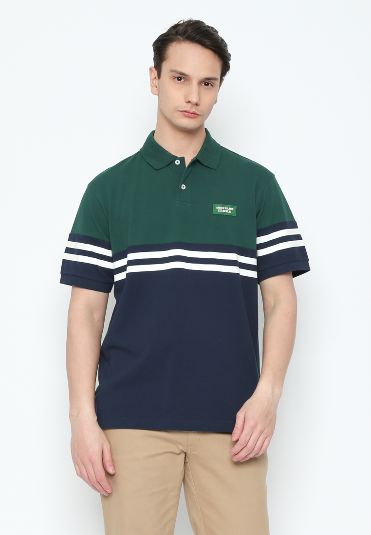 Modern Polo Shirt Short Sleeve Green And Blue Men