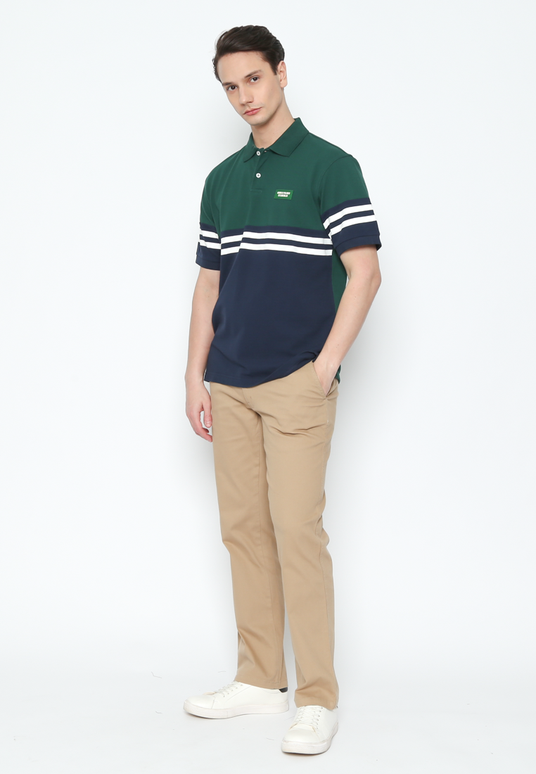 Modern Polo Shirt Short Sleeve Green And Blue Men