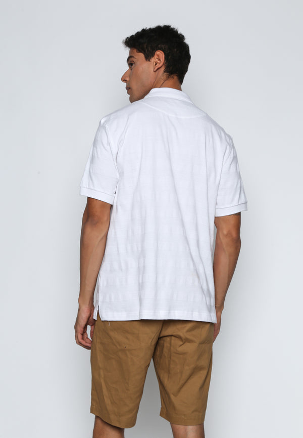 White Textured Polo Shirt
