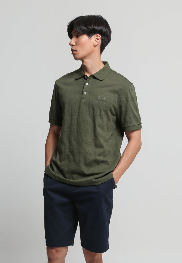 Green Textured Jersey Polo