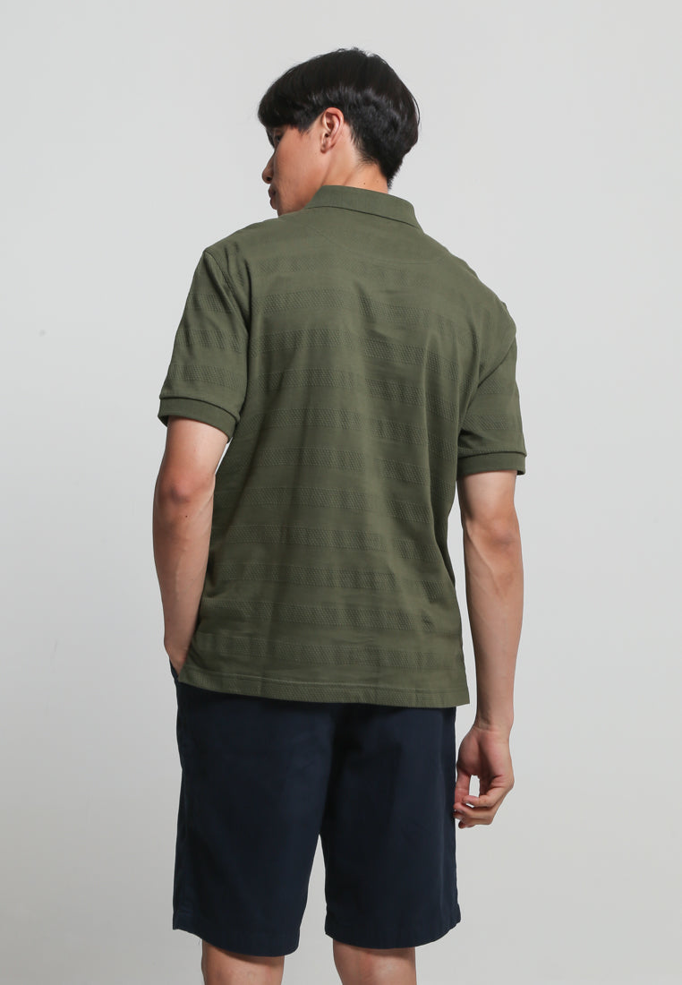 Green Textured Jersey Polo
