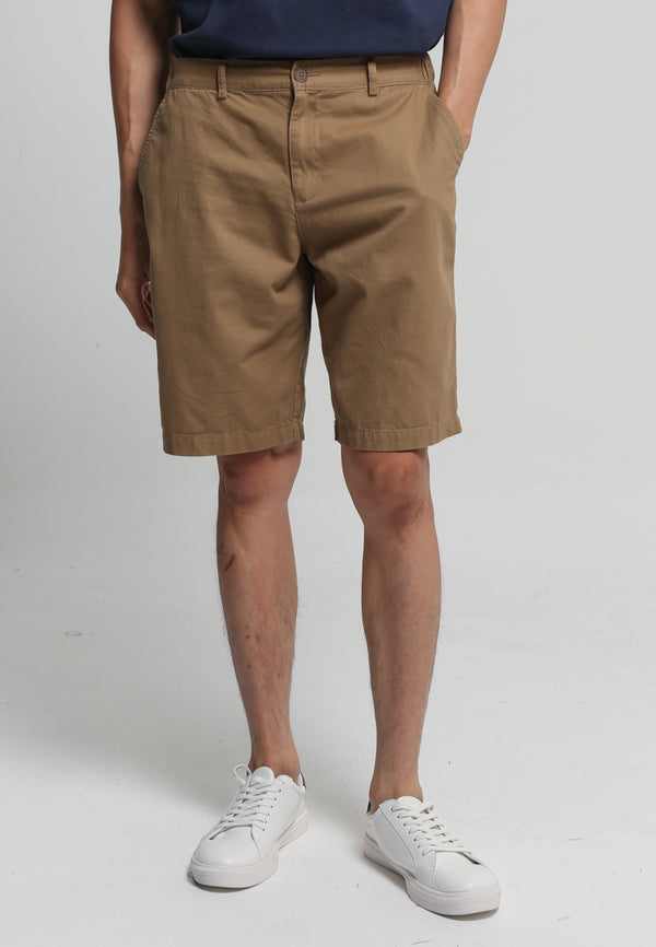 Cream/Khaki-Plain Bermuda Short Twill