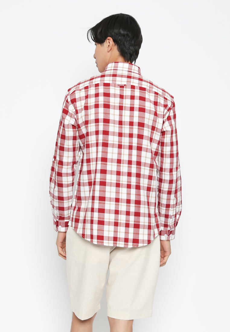 Red Men's Long Sleeve Flannel Shirt