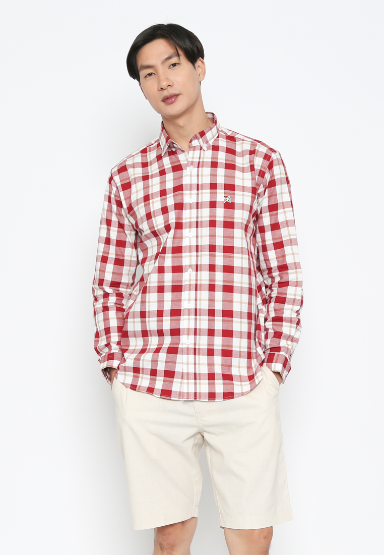 Red Men's Long Sleeve Flannel Shirt