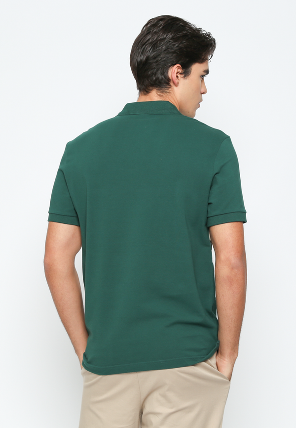 Men'S Green Short Sleeve Polo Shirt With Stripes