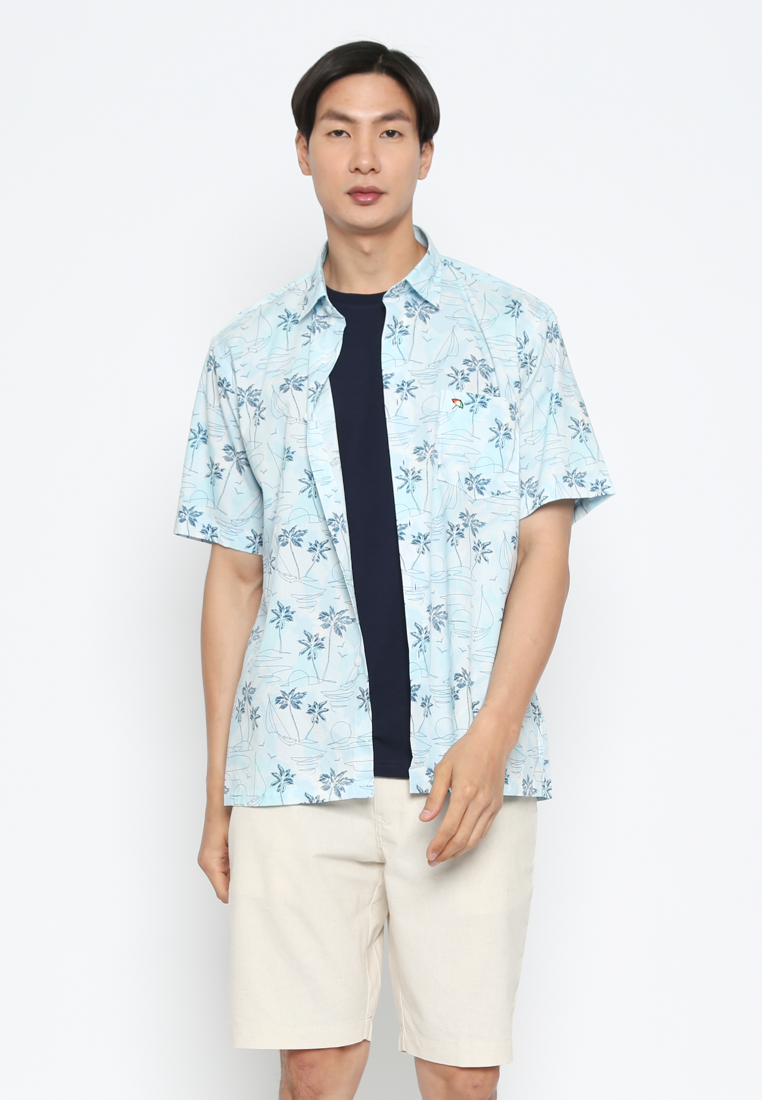 Blue Men's Short Sleeve Shirt