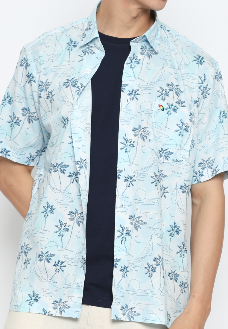 Blue Men's Short Sleeve Shirt