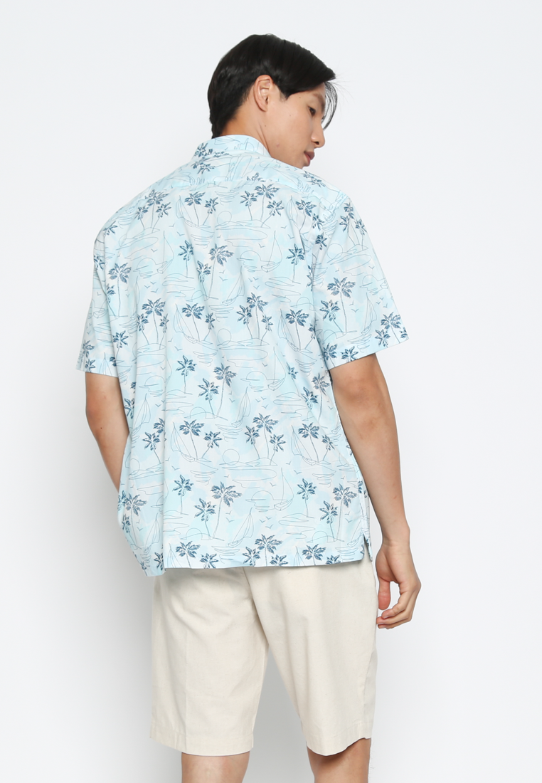 Blue Men's Short Sleeve Shirt