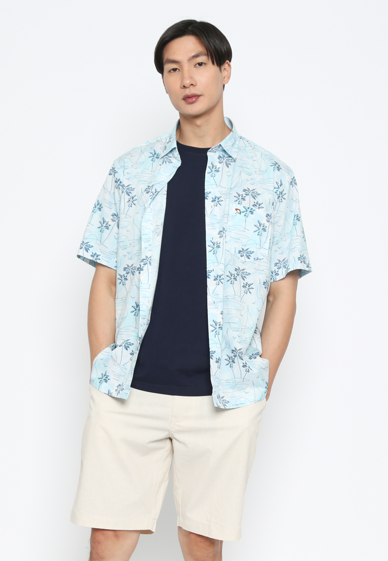 Blue Men's Short Sleeve Shirt