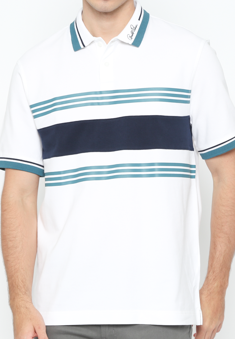 Men's White Striped Polo Shirt