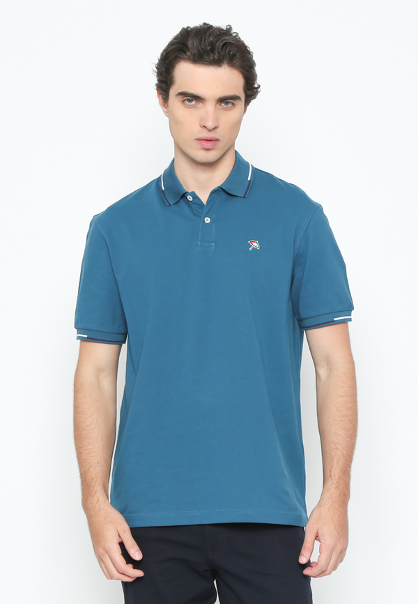 Men's Blue Short Sleeve Polo Shirt