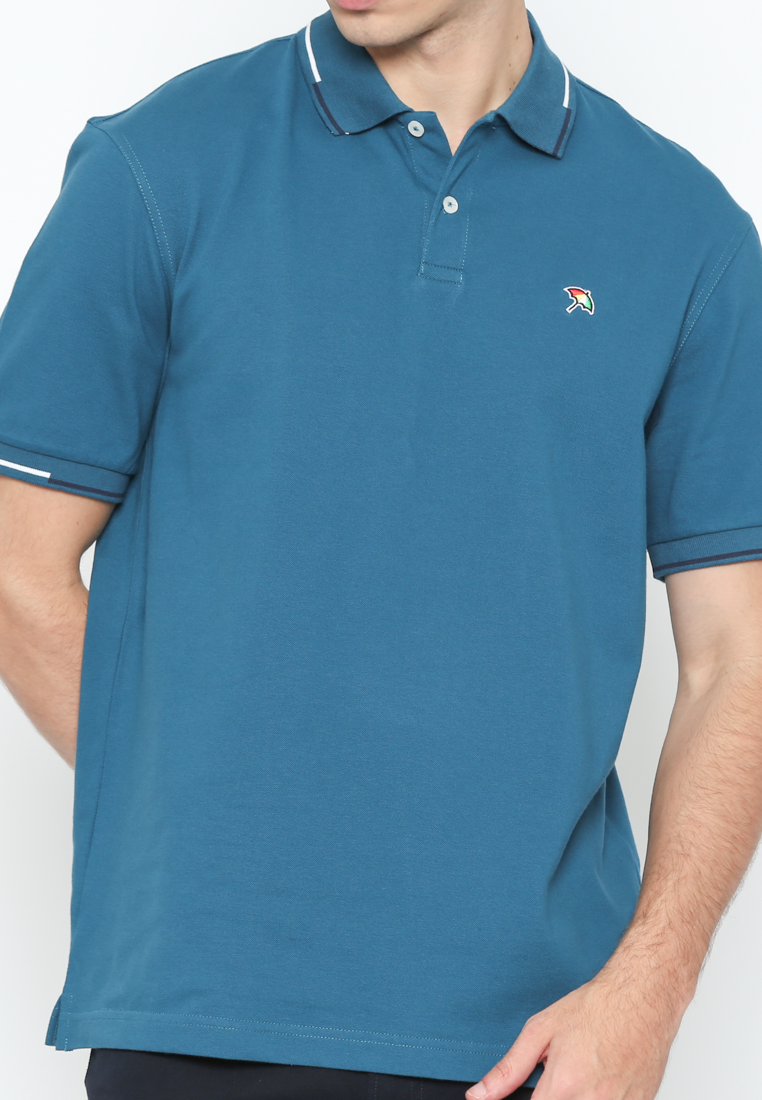 Men's Blue Short Sleeve Polo Shirt