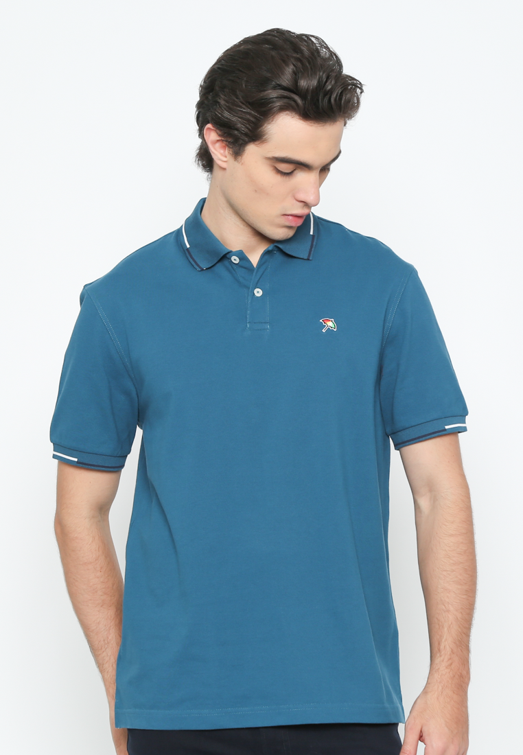 Men's Blue Short Sleeve Polo Shirt