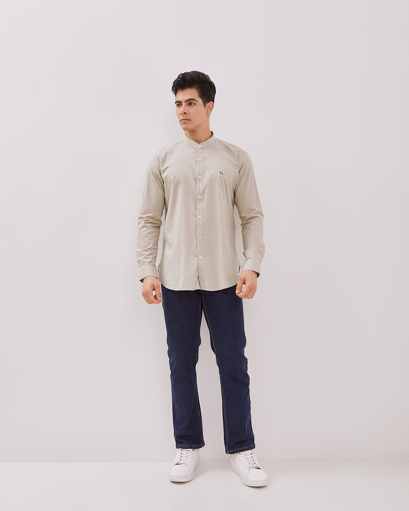 Men's Cream Long Sleeve Shirt