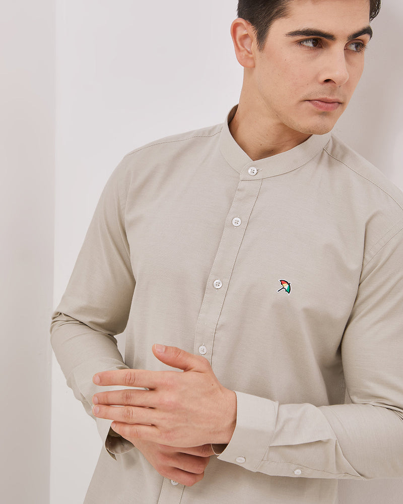 Men's Cream Long Sleeve Shirt