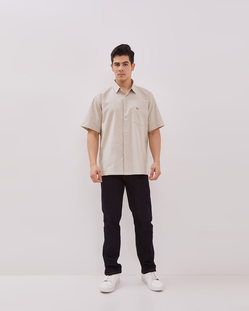 Men's Cream Short Sleeve Shirt