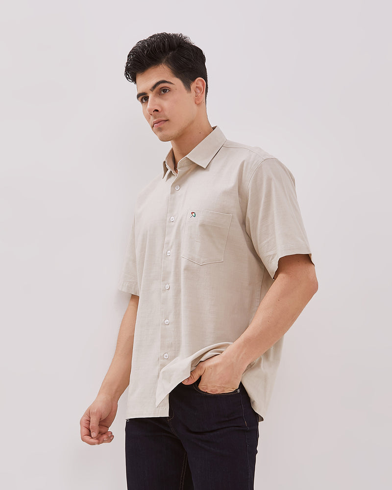 Men's Cream Short Sleeve Shirt