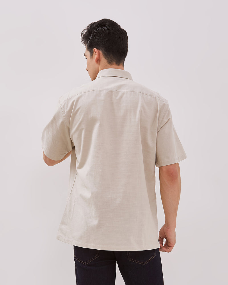 Men's Cream Short Sleeve Shirt