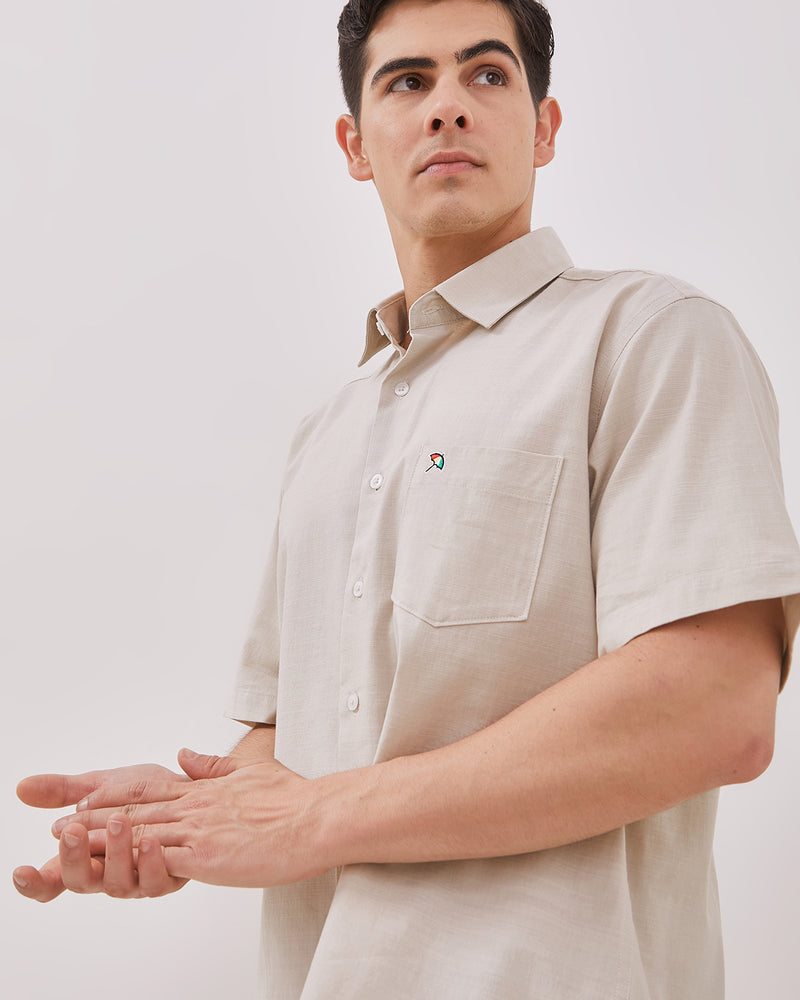 Men's Cream Short Sleeve Shirt