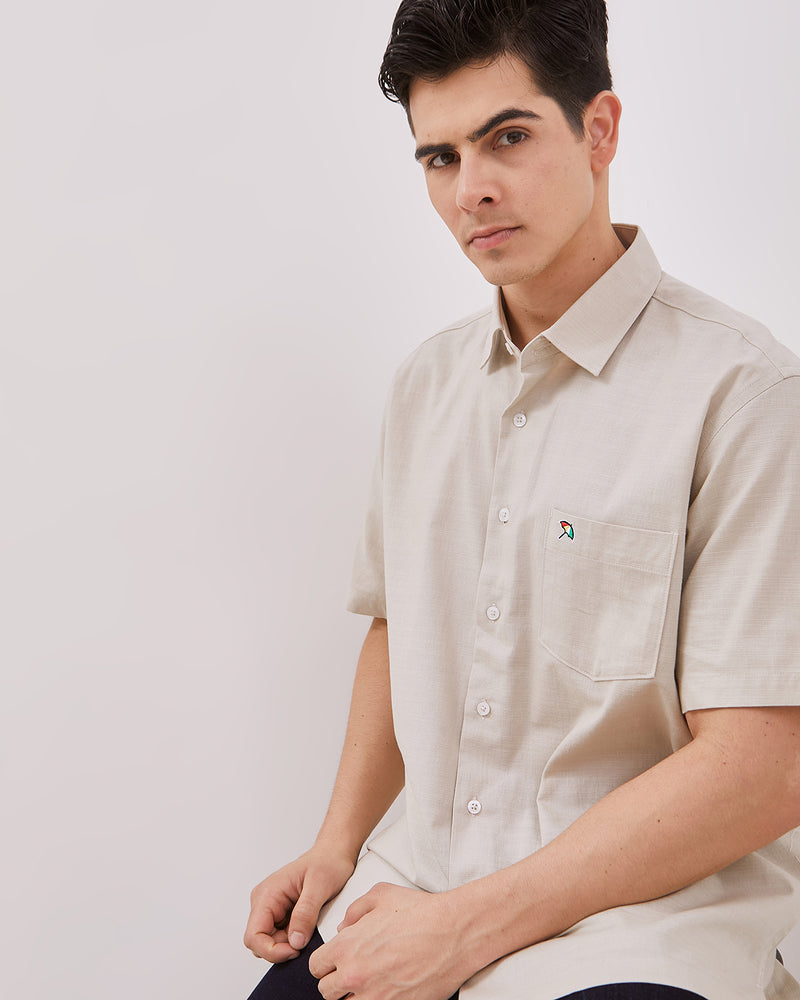 Men's Cream Short Sleeve Shirt