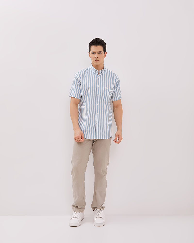 Men's Blue Short Sleeved Shirt